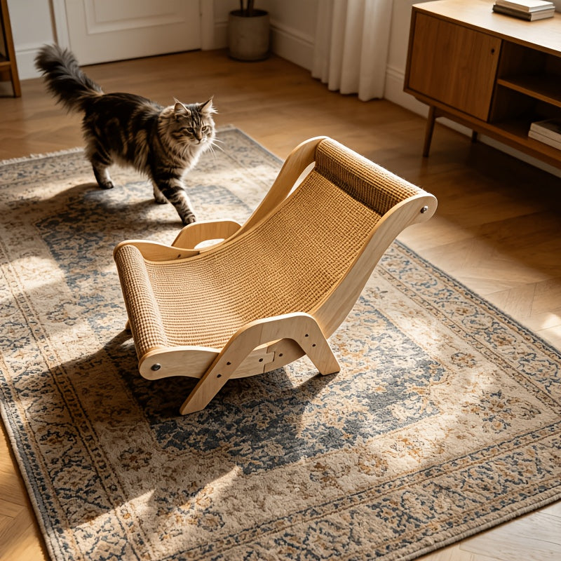 Cat Scratcher Sofa Lounger, Integrated Cat Scratching Board and Lounge Chair for Indoor Scratching, Stretching and Rest, Large or Small