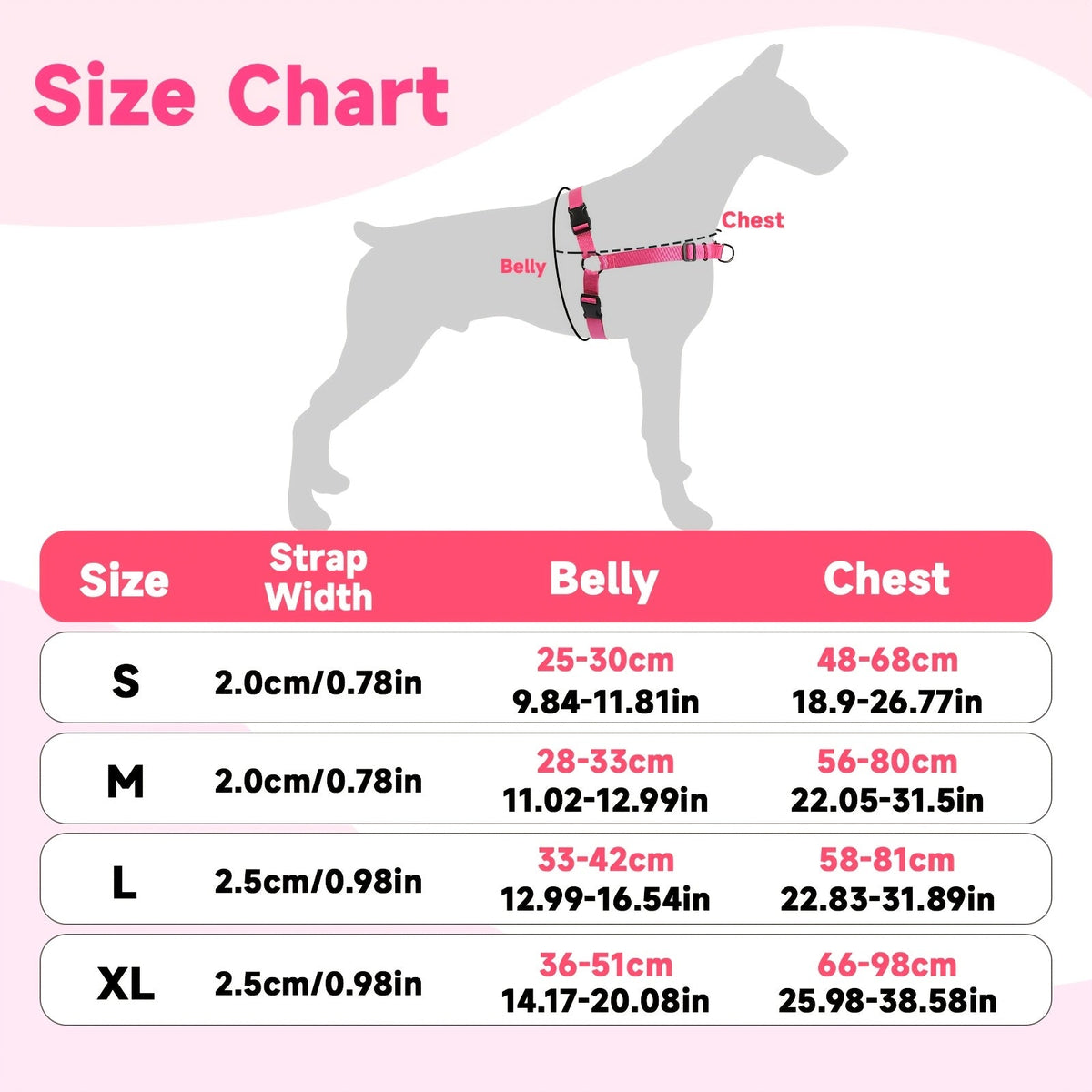 Adjustable No Pull Dog Harness for Walking, Hiking and Training, Pink, Black, Red or Khaki Pet Harness with S, M, L and XL Size Options