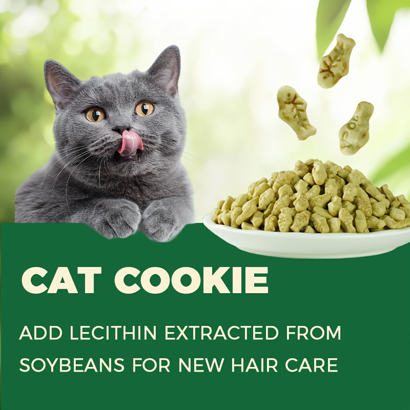 Fish-Shaped Cat Grass Treats, 150g / 5.29 oz Crunchy Pet Herb Snacks, Non-Freeze-Dried Cat Treats for Supervised Reward and Snack Time