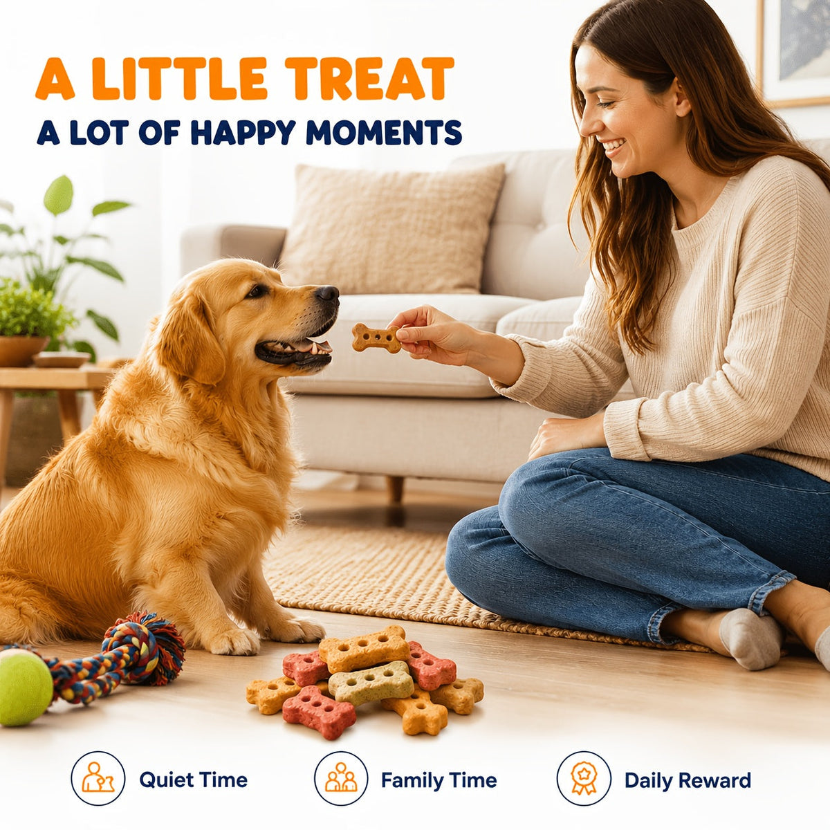 Beef Flavor Dog Biscuits, Crunchy Bone-Shaped Treats with Beef, Chicken and Egg Listed Flavors for Supervised Training Rewards and Everyday Snack Time