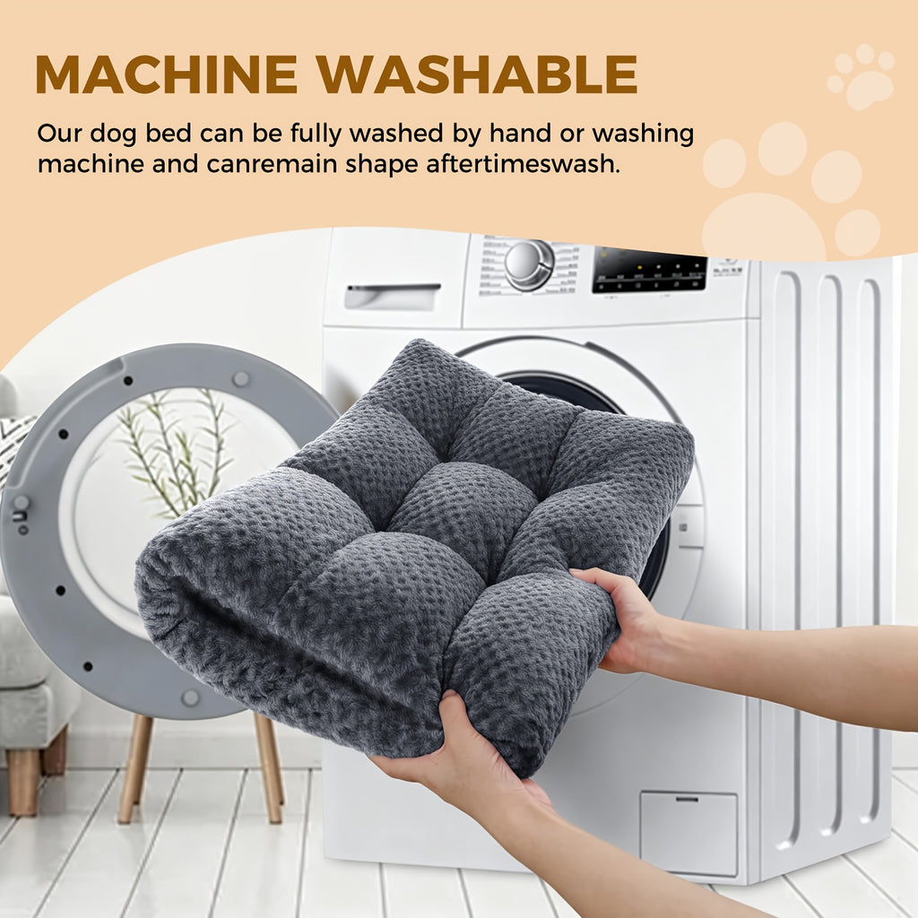 Machine Washable Dog Crate Pad and Cat Bed with Cover, Soft Cushioned Indoor Pet Bedding in 35in or 46in Options for Cozy Everyday Rest