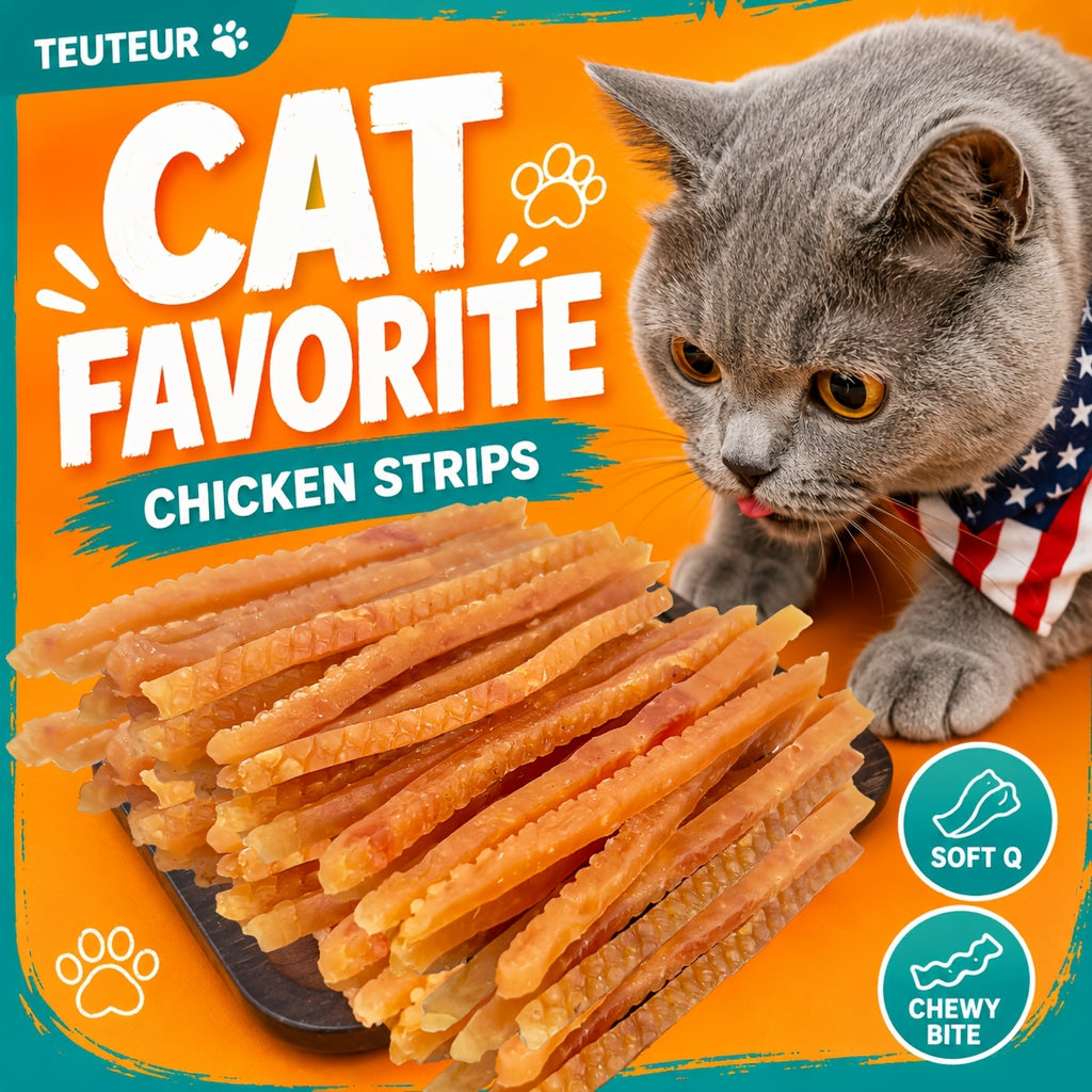 Chicken Jerky Cat Treats with Soft Shreds, Chicken or Chicken and Duck Blend Options for Supervised Snack Time, Training Rewards and Bonding