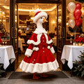 Porch Goose Christmas Costume with Hat for 23-Inch Decorative Statues, Red Holiday Outfit for Seasonal Entryway, Lawn and Garden Displays