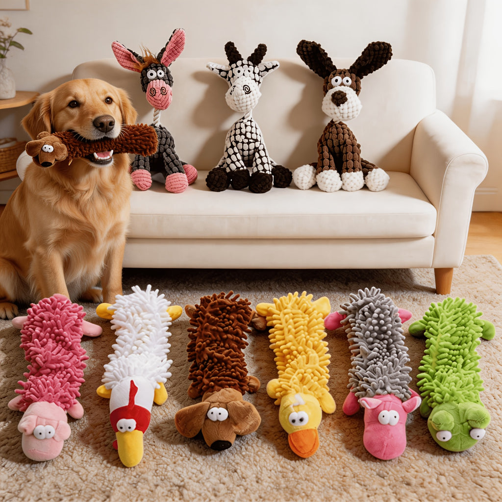 Plush Dog Toys 9-Piece Animal Set for Small and Medium Dogs, Colorful Sound-Making Companions for Supervised Indoor Play and Pet Gifts