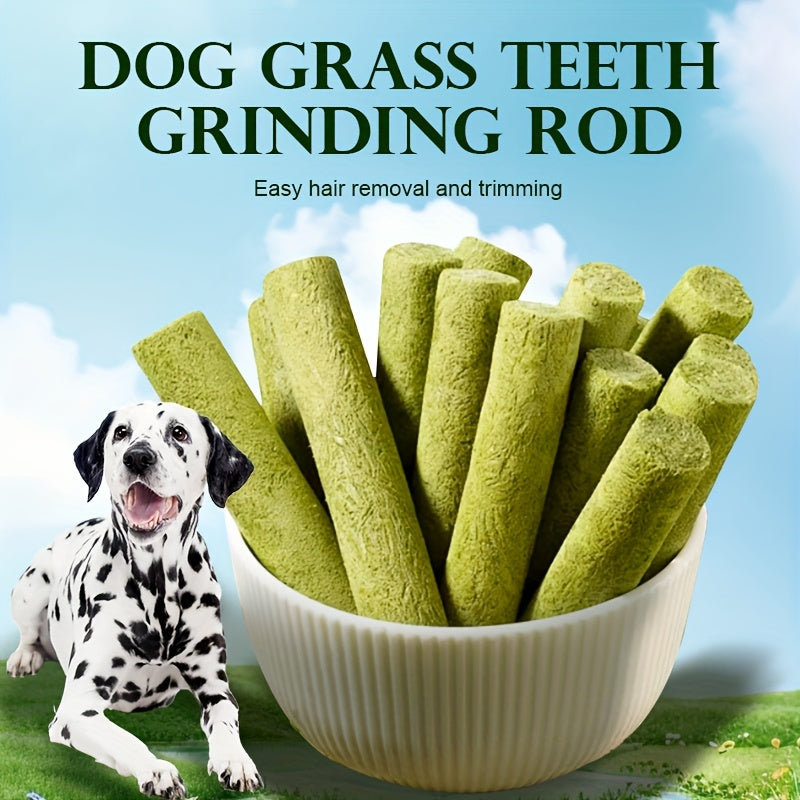 Dog Grass Snack Sticks 15 Count, Green Rod-Shaped Chew Treats for Supervised Reward Time, Everyday Snacking and Dog Lover Gift Baskets