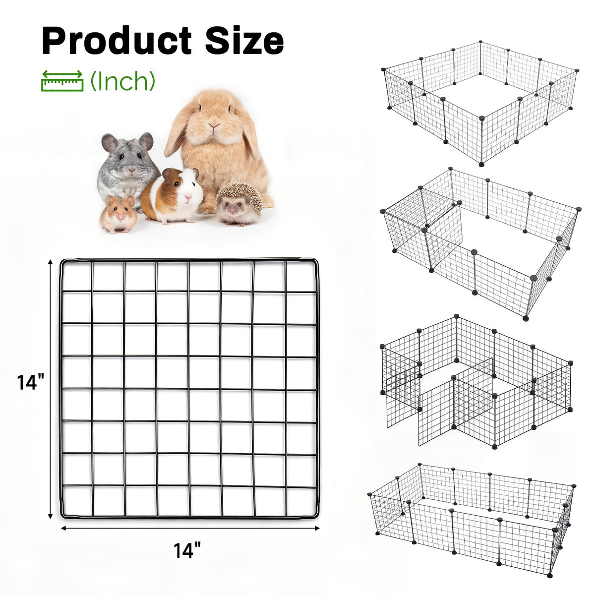 Small Animal Playpen with 12 Modular Wire Panels, Black Indoor Exercise Fence with ABS Connectors and Mallet for Supervised Pet Exploration
