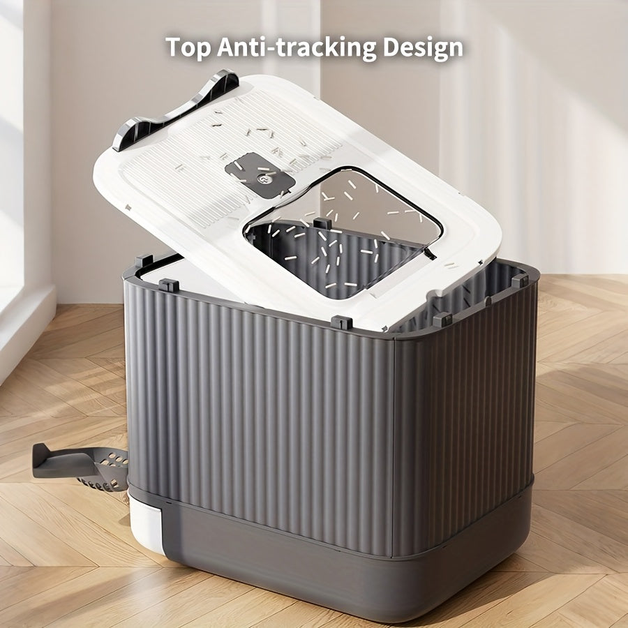 Cat Litter Box Kit with Foldable Large-Capacity Design, Tray, Scoop, Deodorizer Pack and Trash Bag for Indoor Cat Potty Care