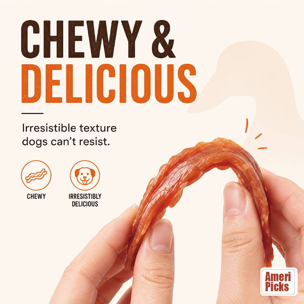 Duck Meat Dog Treat Strips, Dehydrated Jerky Snacks in 100g, 600g and 900g Options for Small and Large Dogs, Training Rewards and Daily Treat Time