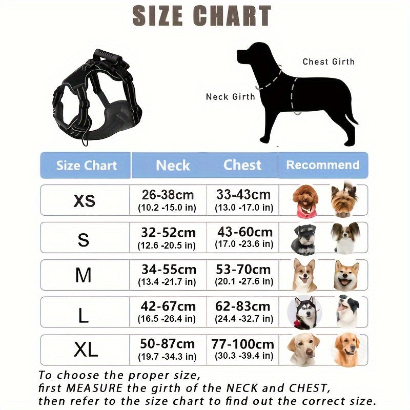 6-Piece Dog Harness and Leash Set, Reflective Oxford Vest with Front and Back Clips, Control Handle, Bowl and Walking Accessories, XS–XL