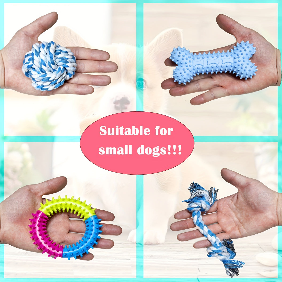 Dog Toy Variety Pack for Small Dogs, 6 or 12 Random Assorted Toys with Rope Knots, Squeakers and Balls for Supervised Puppy Play and Toy Rotation