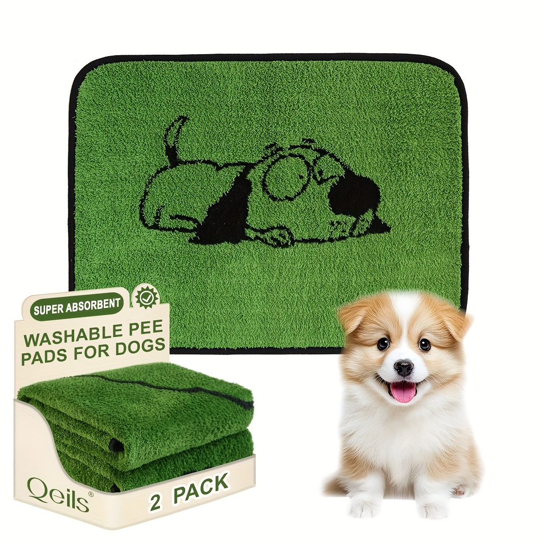 Washable Pee Pads for Dogs 18 x 24 Inches, Reusable Non-Slip Puppy Potty Training Mats with Dog Designs for Floors, Crates and Couches