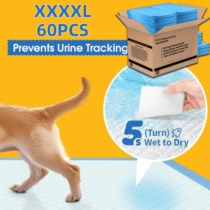 Dog Potty Training Pads 47 x 31 Inch, 6-Layer Extra-Thick Disposable Pee Pads with Leak Protection for Puppies and Senior Dogs, 60 or 120 Count Options