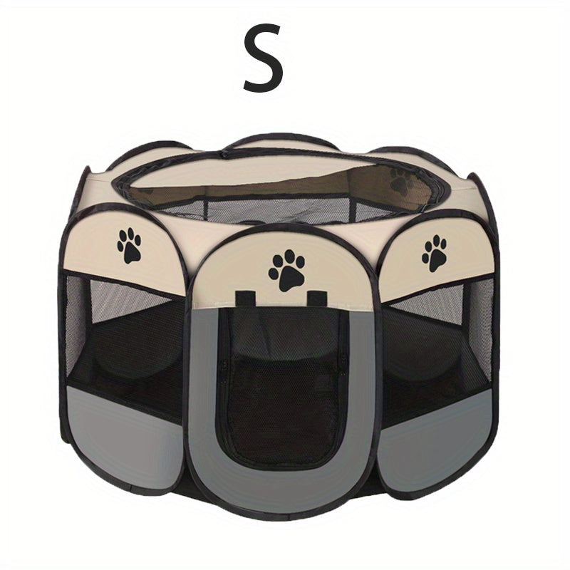 Foldable Pet Playpen with Zipper and Mesh Panels, Portable Cat and Puppy Enclosure in Three Sizes for Supervised Indoor and Outdoor Use