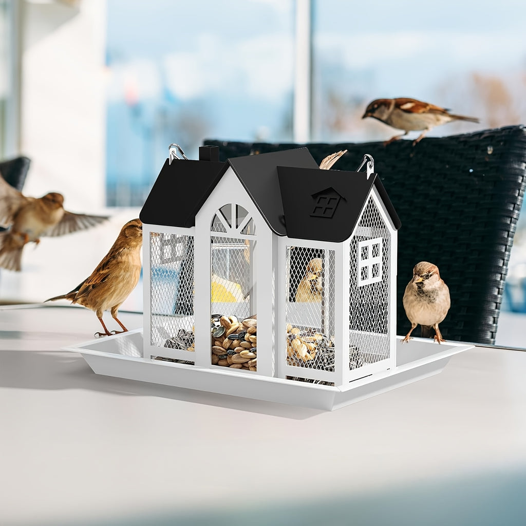 Metal Mesh Bird Feeder for Outdoors, Hanging Wild Bird Feeding Station for Backyard and Garden Birdwatching, Four Color Options for Bird Lover Gifts