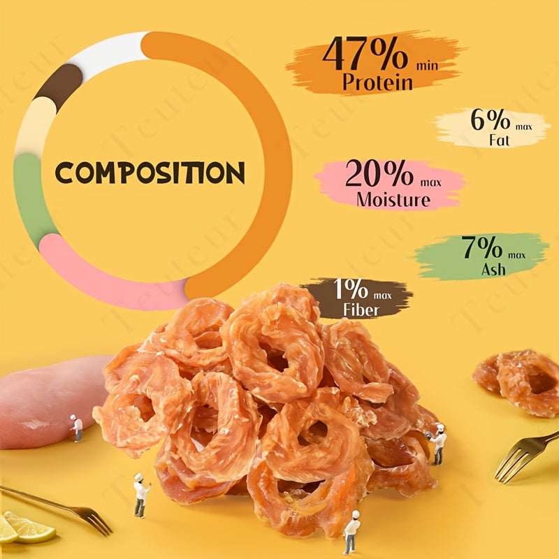 Chicken Ring Dog Treats, 120g / 4.23oz Crunchy Chicken Breast Snacks for Supervised Training Rewards, Everyday Treat Time and Dog Lover Gifts