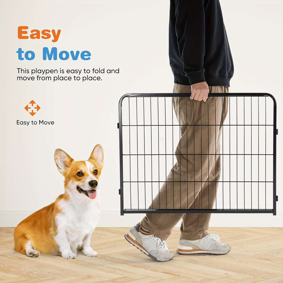 Metal Dog Playpen with Door, DIY 8 or 16 Panel Puppy Exercise Fence in 24, 32 or 40 Inch Size Options for Indoor and Outdoor Supervised Play