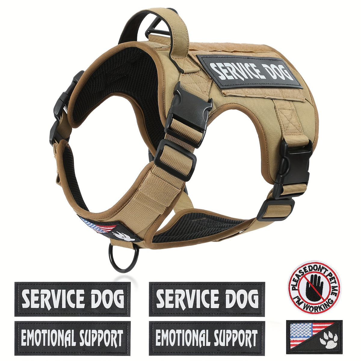 Tactical Pet Chest Harness in S, M, L and XL, Walking Gear with Black, Vibrant Blue, Khaki, Silvery Grey and Dark Pink Size-Specific Options