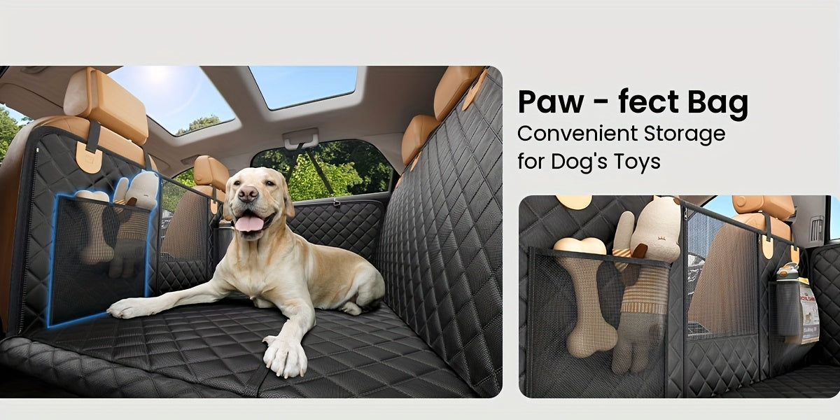 Dog Backseat Expander with Hard Bottom, Rear Seat Cover and Pet Hammock Extension for Compatible Cars, SUVs and Trucks, Single-Unit Travel Setup