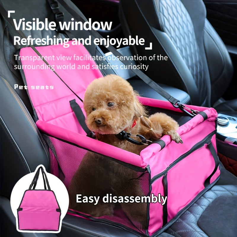 Foldable Dog Car Seat Bag with Mesh Sides and Front Storage Pocket, Portable Travel Carrier for Small Dogs, Cats and Puppies