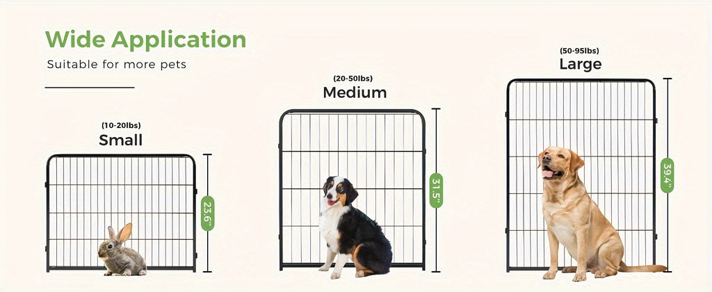 Metal Dog Playpen with Door, DIY 8 or 16 Panel Puppy Exercise Fence in 24, 32 or 40 Inch Size Options for Indoor and Outdoor Supervised Play