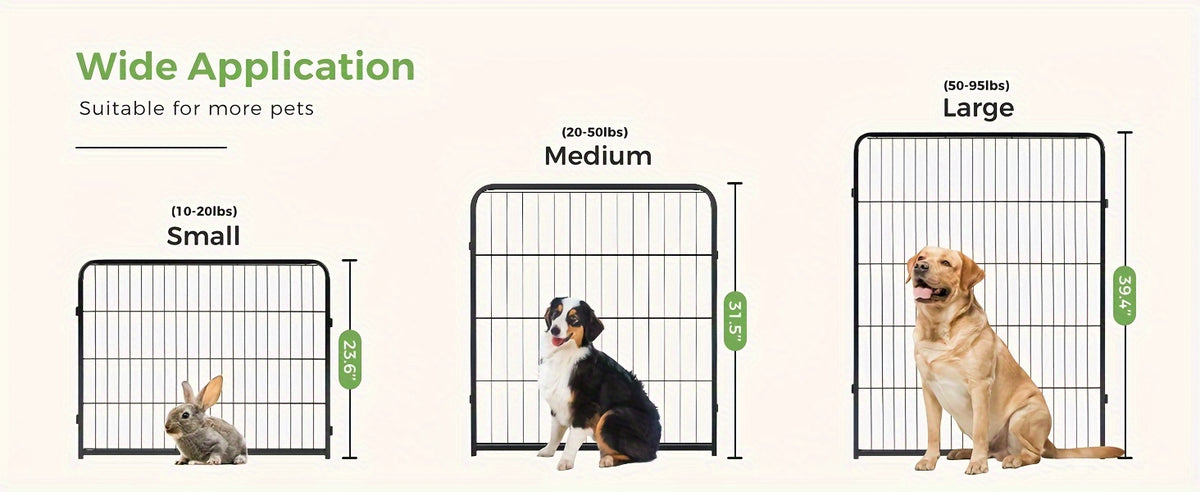 Metal Dog Playpen with Door, DIY 8 or 16 Panel Puppy Exercise Fence in 24, 32 or 40 Inch Size Options for Indoor and Outdoor Supervised Play