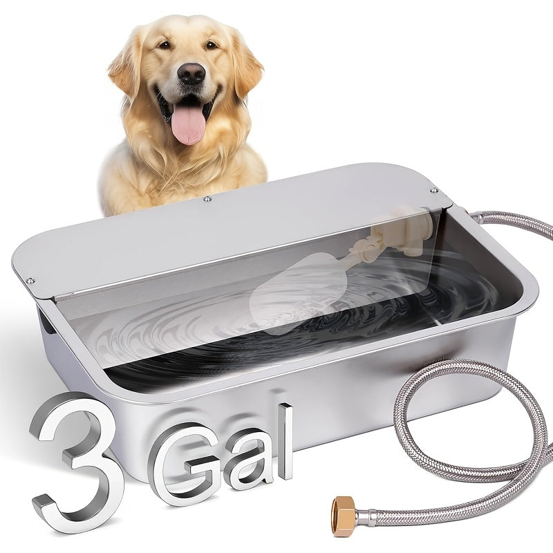 Automatic Outdoor Dog Waterer 3 Gallon, Stainless Steel Self-Filling Water Bowl for Large Dogs, Cats, Chickens, Goats and Sheep