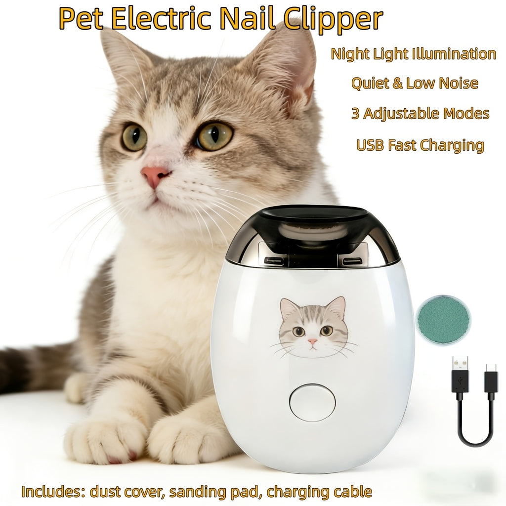 3-Speed Pet Nail Grinder for Dogs and Cats, Quiet Lightweight Electric Nail Trimmer for At-Home Paw Grooming with Plush Dog Toy