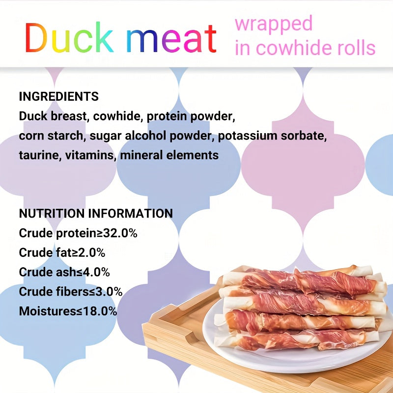 Cowhide Rolls for Dogs, 2 Pack Combination Chew Treats with Chicken or Duck Wrapping, Long Lasting Beef Skin Rolls and Jerky for Small Medium Large Dogs, Individually Packaged Dog Snacks for Training and Daily Chewing
