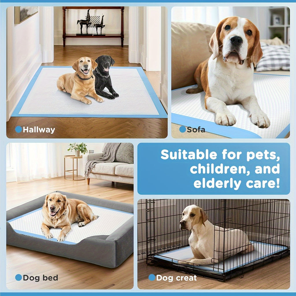 Dog Pee Pads with Diamond Quilted Surface, Disposable Absorbent Puppy Potty Training Pads with PE Backing, Multiple Sizes and 40 to 100 Count Options