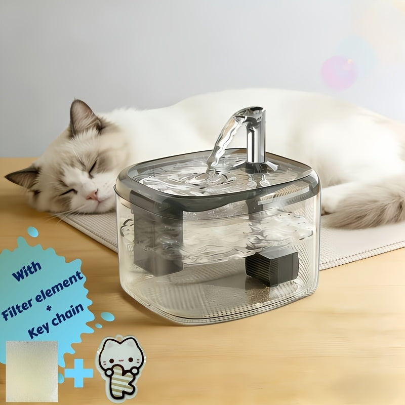 USB Cat Water Fountain with 4-Stage Filtration, Quiet Automatic Circulating Pet Drinking Dispenser for Cats and Dogs with Visible Water Level Window