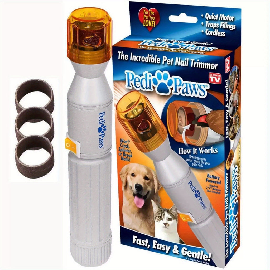 Pet Nail Grinder with Amber Protective Guard, Grey Electric Dog and Cat Nail File for At-Home Claw Smoothing and Grooming, Battery Not Included