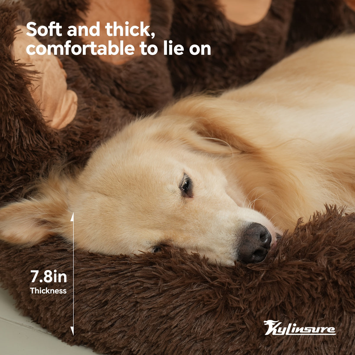 Bear Paw Dog Bed with Plush Raised Sides, Soft Cozy Cat Sleeping Cushion for Indoor Naps, Five Color Options and Six Sizes