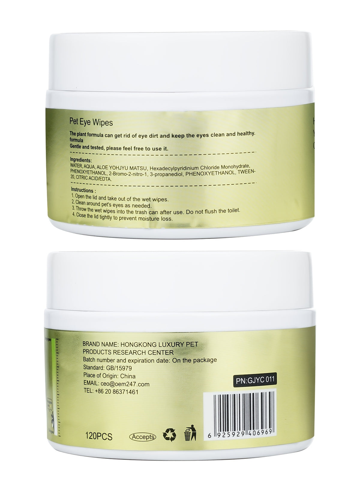 Dog Eye Wipes 120 Count for Daily Eye Area Care, Pet Tear Stain Cleaning Wipes for External Fur Grooming and At-Home Dog Care Routines