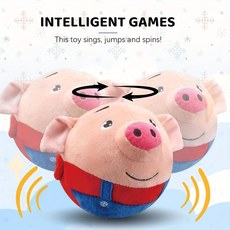 Interactive Plush Pig Ball Toy with Automatic Rolling and Sound, USB Rechargeable Moving Pet Toy for Supervised Dog and Cat Play