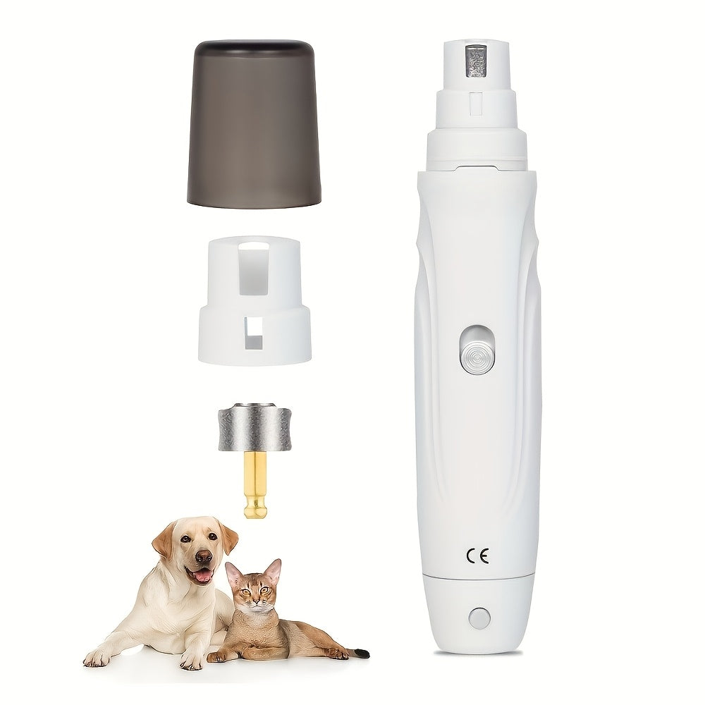Dog Nail Grinder in White, Lightweight 2-Speed Electric Pet Claw Trimmer for At-Home Nail Filing, Paw Care and Regular Grooming