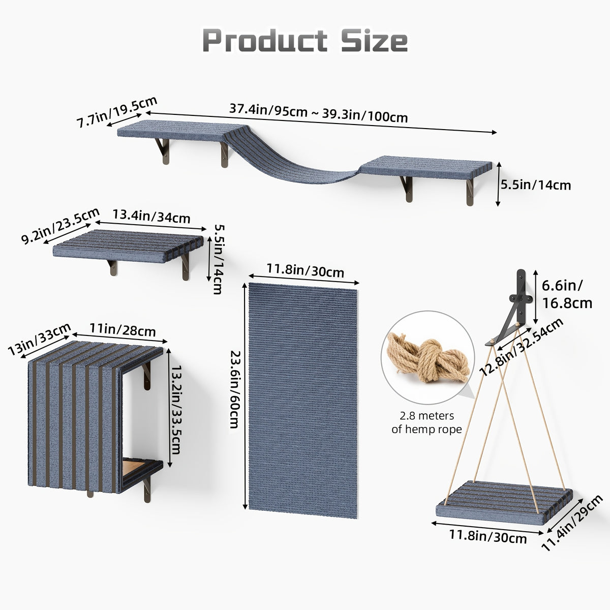 Wall Mounted Cat Shelves for Indoor Cats, Multi-Level Climbing Perches and Lounge Furniture in 2-in-1, 3-in-1 or 5-in-1 Space-Saving Options