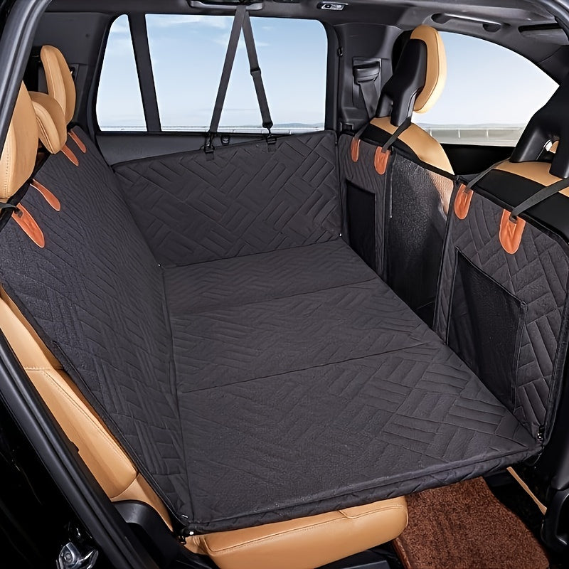 Dog Backseat Platform with Hard Bottom Base, Non-Slip PVC Car Seat Cover and Hammock Extender for SUV, Truck and Car Road Trips