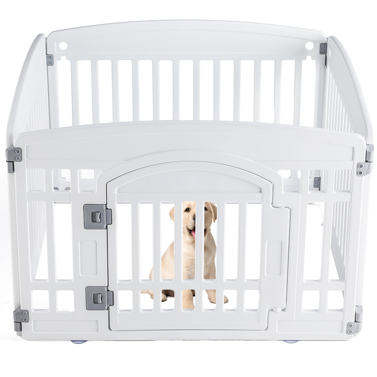 Plastic Dog Playpen with Locking Door, Expandable Puppy Exercise Pen for Small and Medium Dogs, Indoor Outdoor Use with 4, 6 or 8 Panel Options