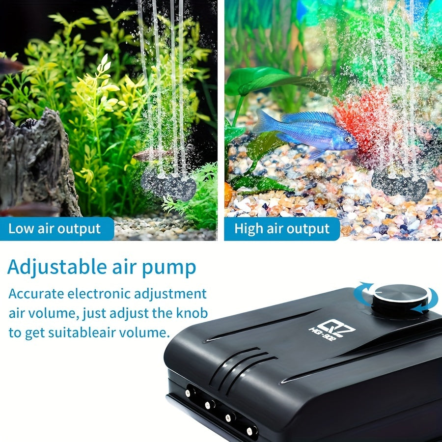 Aquarium Air Pump with 4 Outlets and Adjustable Air Valve, Fish Tank Aerator Kit with Air Stones, Check Valves and Tubing for Hydroponics