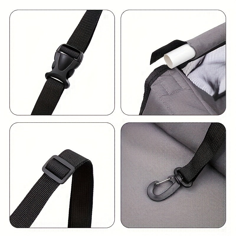 Foldable Dog Car Seat Bag with Mesh Sides and Front Storage Pocket, Portable Travel Carrier for Small Dogs, Cats and Puppies