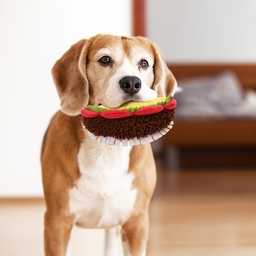 Squeaky Taco Dog Toy 8 Inch, Soft Textured Food-Shaped Plush for Gentle Fetch and Indoor Play, Funny Pet Birthday Gift for Dogs