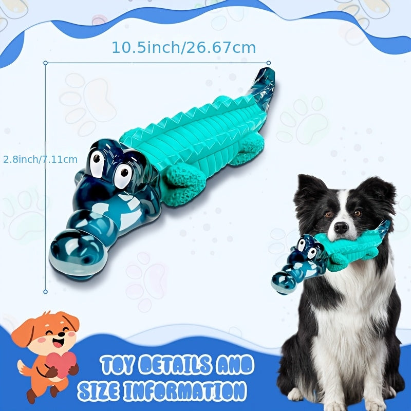 Crocodile Dog Chew Toy for Medium and Large Dogs, Milk-Flavored Textured Chewing Toy for 20–100 lb Pets, Blue and Two-Piece Set Options