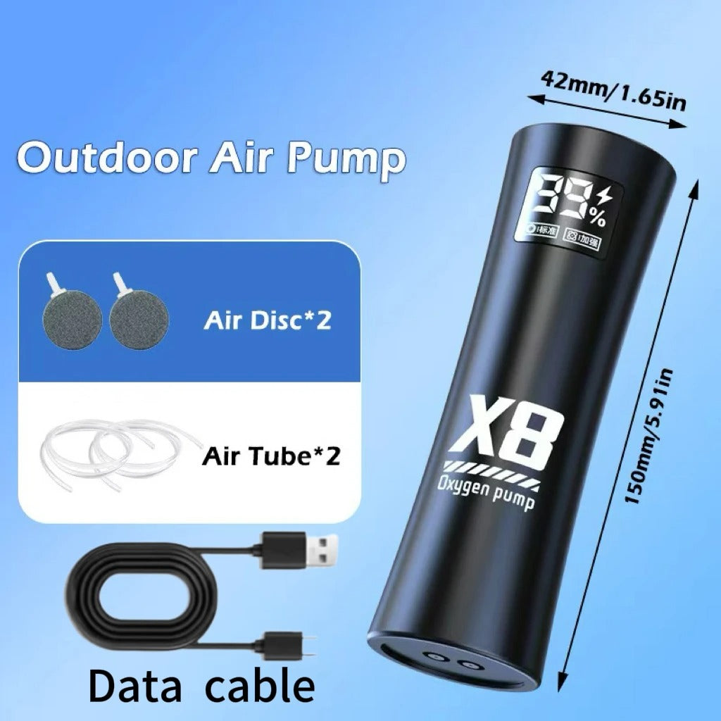 Portable Aquarium Air Pump with 2 Air Stones, 5W Dual-Hole Aerator with Buckle for Fish Tanks, Small Ponds and Hydroponic Setups