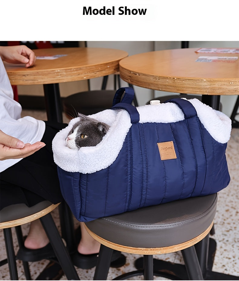 Pet Carrier Handbag with Snap Closure, Open-Top Winter Carrying Bag for Cool-Weather Outings in Green, Beige or Grey by Goodie Pet