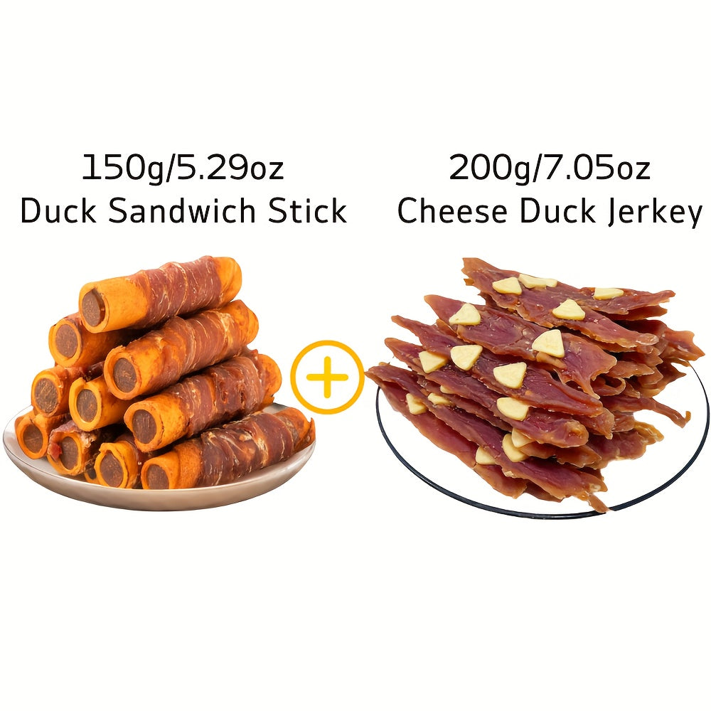 Dog Jerky Treats Mixed Flavor 14.11 oz 400g, Sesame Duck Jerky and Chicken Jerky Chews, High Protein Low Fat Easily Digestible Long Lasting Dog Chews, Training Treats for Small Medium Large Dogs