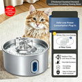 Dog Water Fountain 74oz 2.2L, Quiet 304 Stainless Steel Pet Drinking Dispenser with Large Water Level Window, Easy-Clean Design and Filter Bundle Options