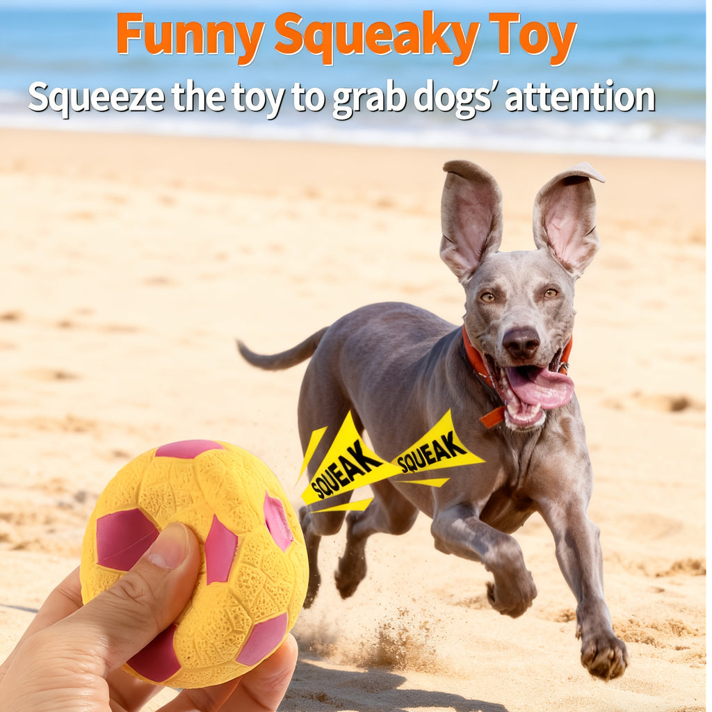 Squeaky Dog Sport Balls 4 Pack, 2.8-Inch Soft Latex Bouncy Fetch Toys with Colorful Sports Patterns for Supervised Puppy and Small Dog Play