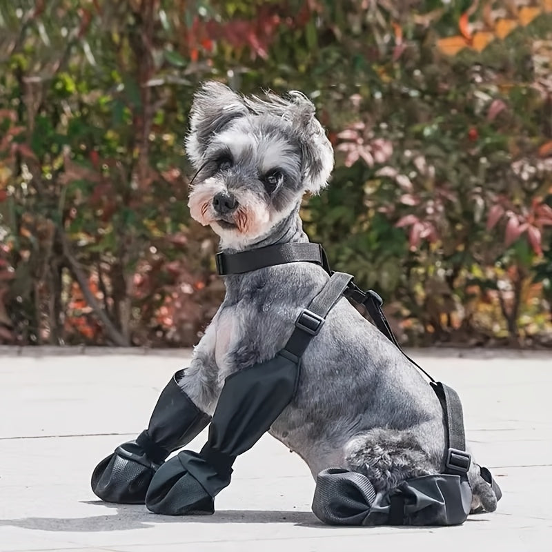 Waterproof Dog Boots for Small Dogs, Adjustable Non-Slip Dog Booties with Rubber Sole for Winter Snow, Rain and Hiking, All-Season Paw Protection Size S