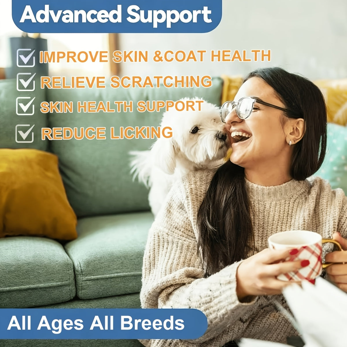 Dog Skin and Ear Support Drops 60 mL, Liquid Dietary Supplement in Dropper Bottle for Canine Wellness, Single or Two-Bottle Options