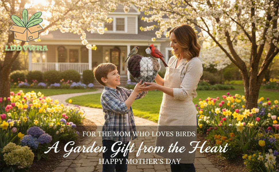 Heart-Shaped Hummingbird Nest, Handmade Fiber Bird Nest with 2 Bags of Nesting Materials, Finished Heart Garden Accent and Bird Lover Gift
